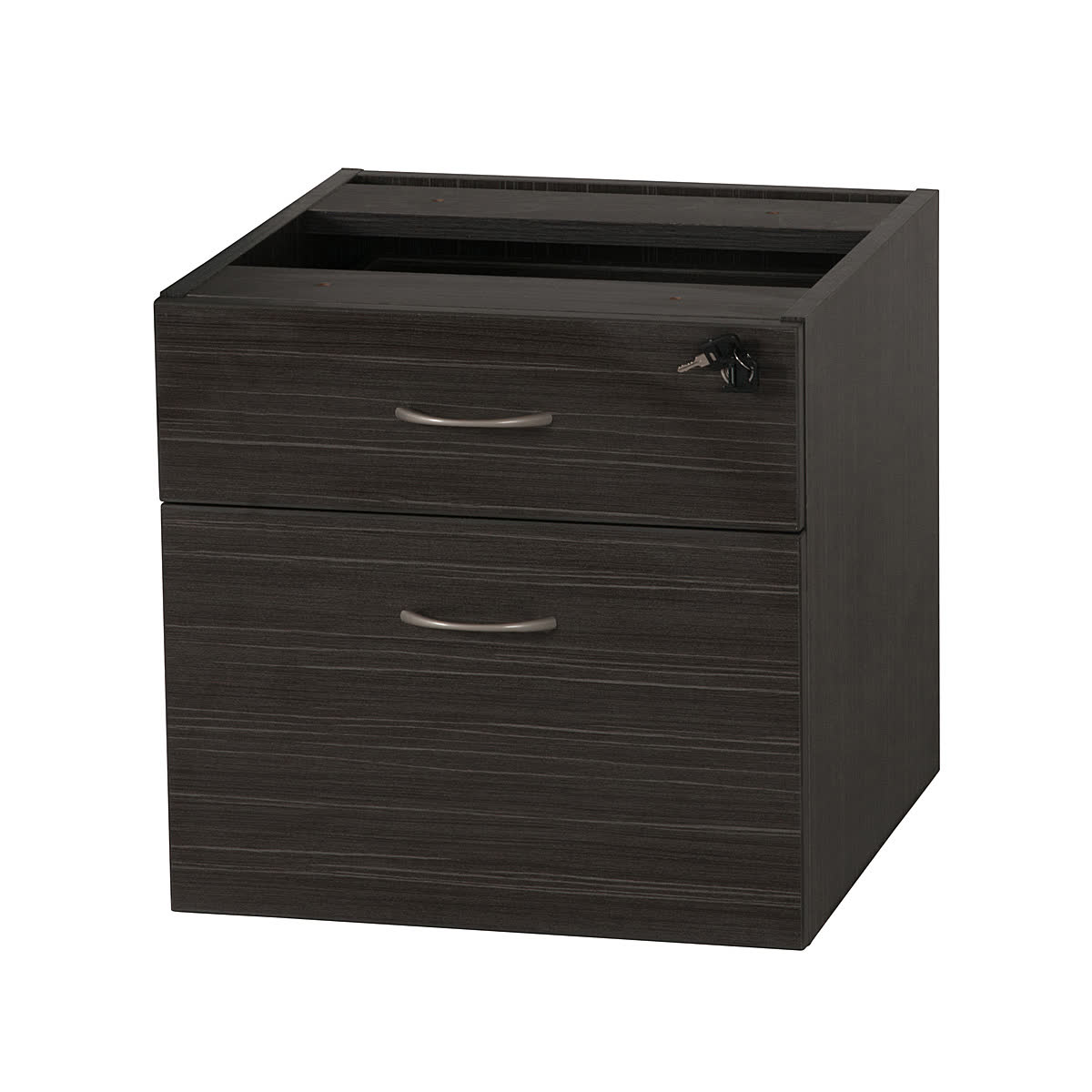 Fixed Pedestal 2 Drawers With Lock - Blackened Linewood