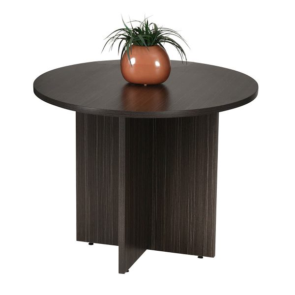 Cross Base Round Meeting Table 900 Linewood - 2 Colours
