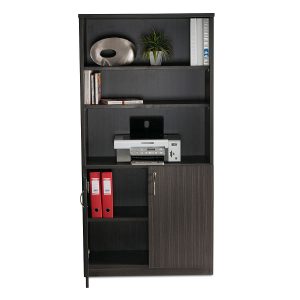 Half Door Stationery Cupboard - Blackened Linewood 