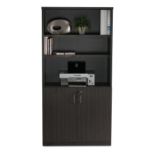 Half Door Stationery Cupboard - Blackened Linewood