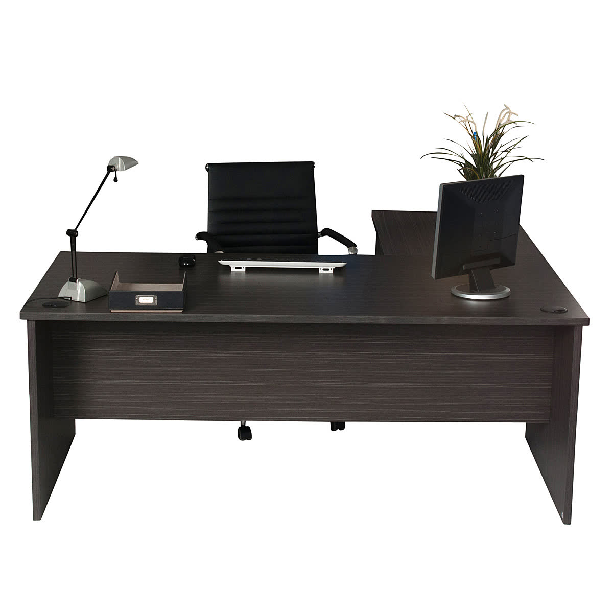 Desk With Universal Return 1500 - Blackened Linewood