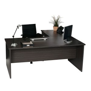 Desk With Universal Return 1500 - Blackened Linewood