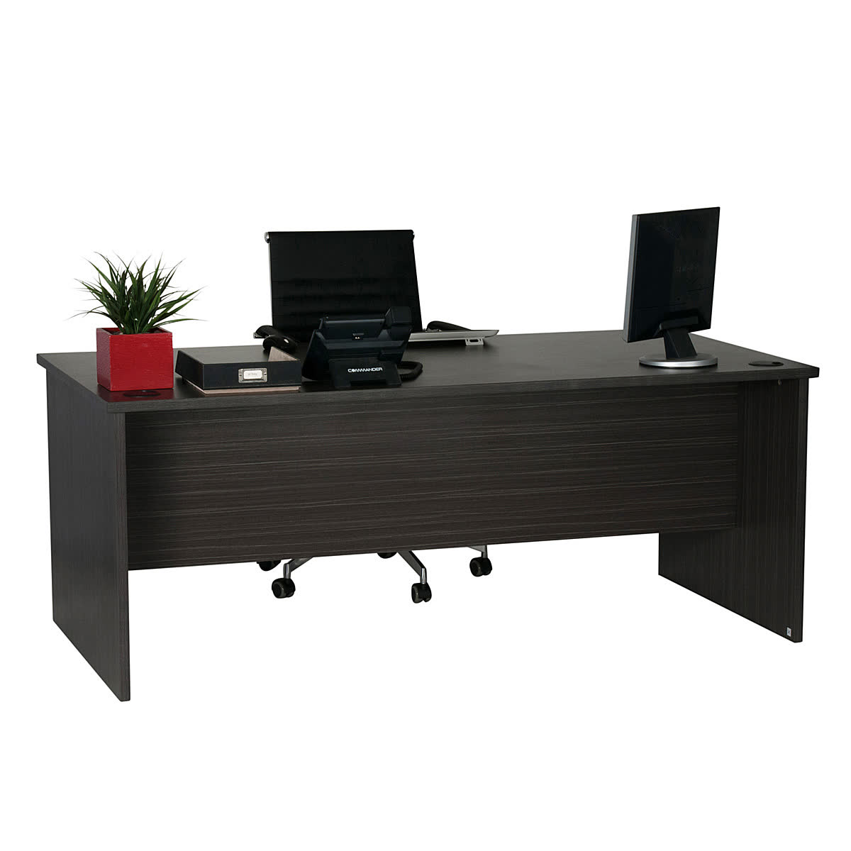 Open Slab End Desk 1500 x 750 - Blackened Linewood