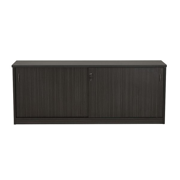 Wall Unit with Pigeon Hole Slots and Cupboards - Blackened Linewood