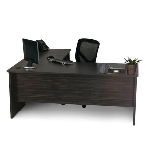 Radial Corner 2 Piece Workstation - Blackened Linewood