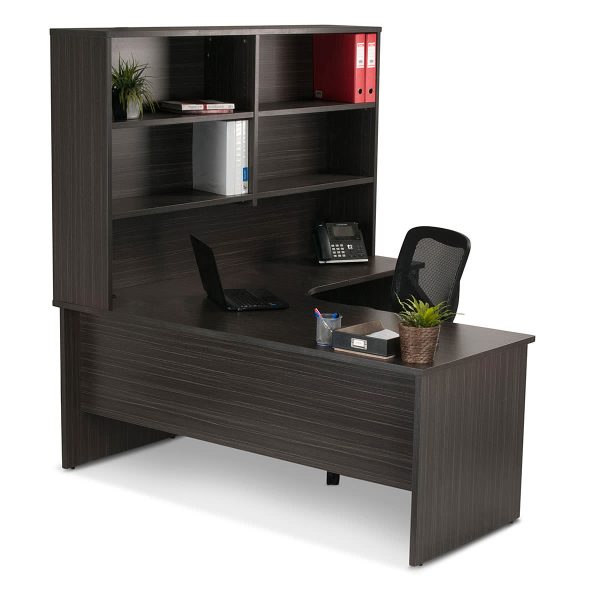 Radial Corner 2 Piece Workstation - Blackened Linewood Radial Corner 2 Piece Workstation - Blackened Linewood