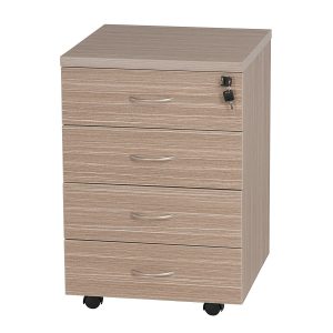 Mobile Pedestal 4 Drawers with Lock - Tawny Linewood