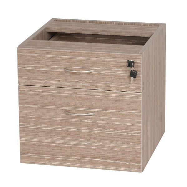 Fixed Pedestal 2 Drawers With Lock - Blackened Linewood Fixed Pedestal 2 Drawers With Lock - Blackened Linewood