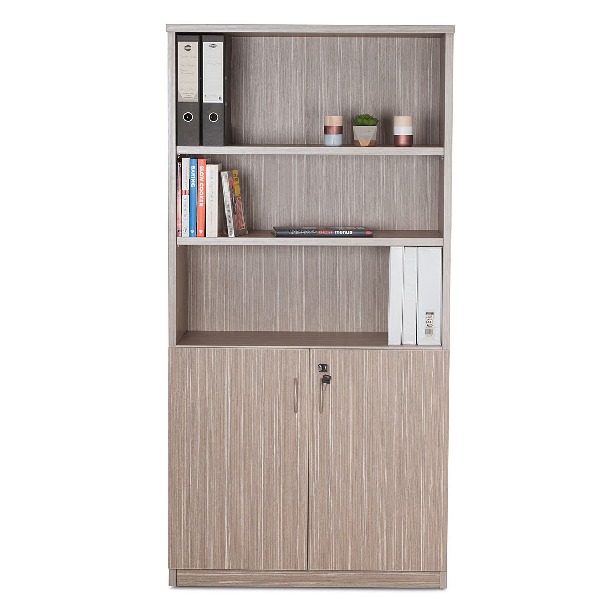 Half Door Stationery Cupboard - Tawny Linewood