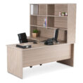Radial Corner 2 Piece Workstation - Tawny Linewood