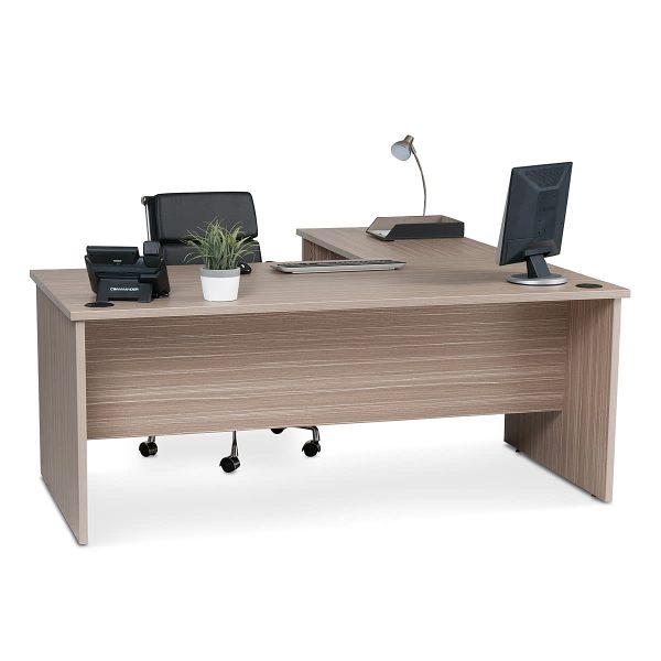 Desk With Universal Return 1500 - Tawny Linewood Desk With Universal Return 1500 - Tawny Linewood