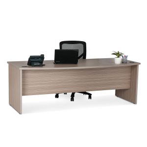 Bow Front Office Desk 2100 - Tawny Linewood