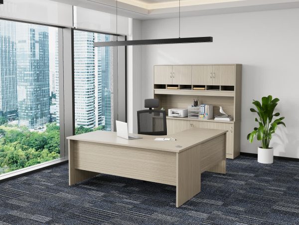 Radial Corner 2 Piece Workstation - Tawny Linewood