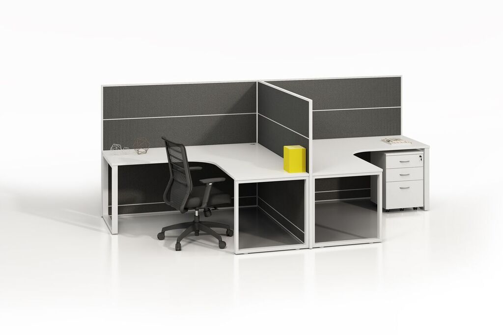 Charcoal Desk Partition with White Frame - 1500H