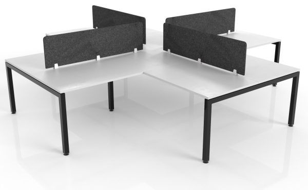 Plaza 50mm Square Legs Double Desk Frame 1800 - With Screen