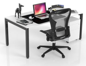Plaza 50mm Square legs Frame Single Desk 1500 - Many Options