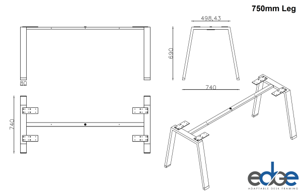 Edge Metal Frame Single Desk 1800 - Many Options Edge Metal Frame Single Desk 1800 - Many Options