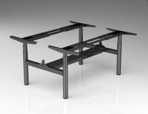 Argo Plus Electric Double Desk H Frame - WHITE Round Legs