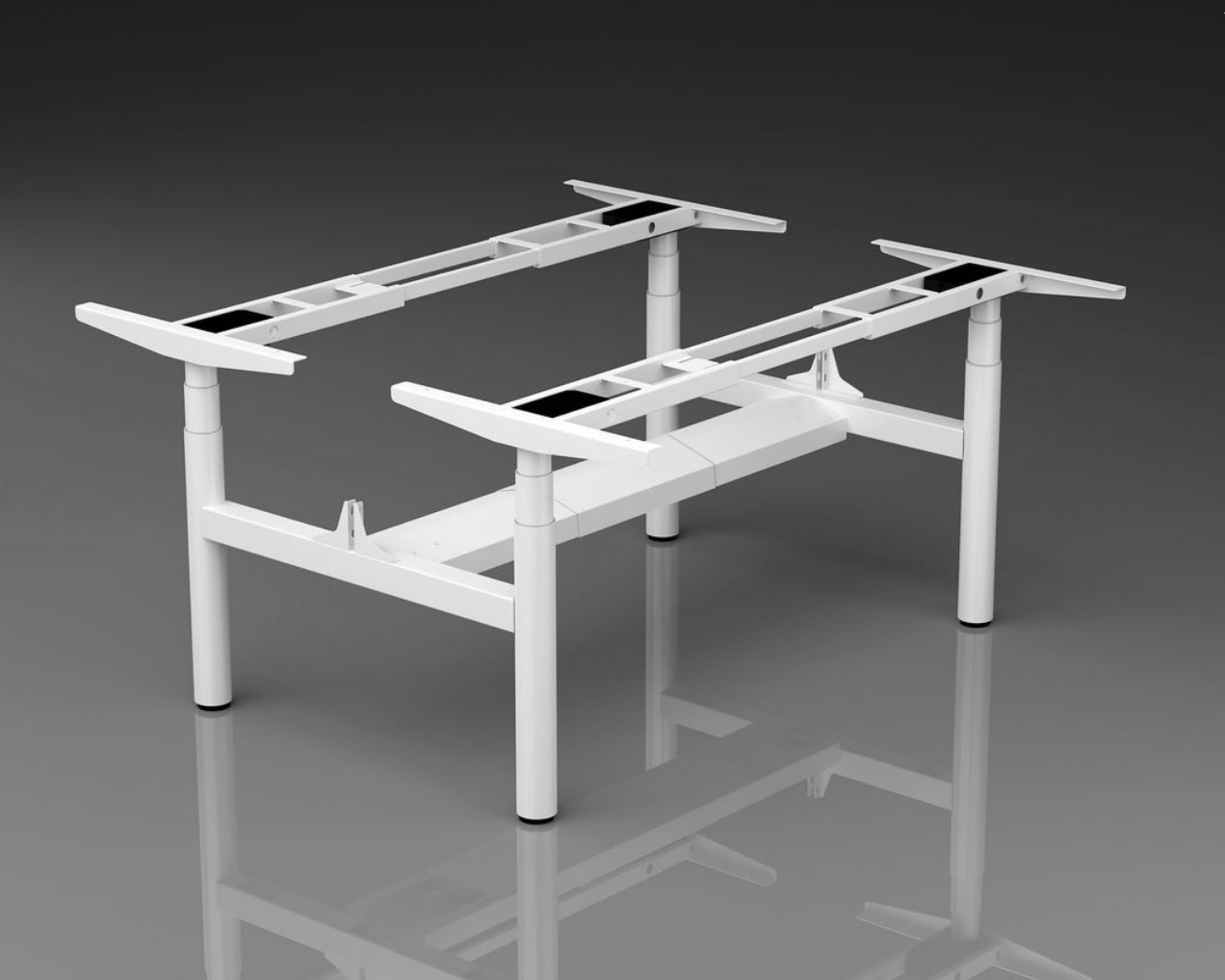 Argo Plus Electric Double Desk H Frame - WHITE Round Legs