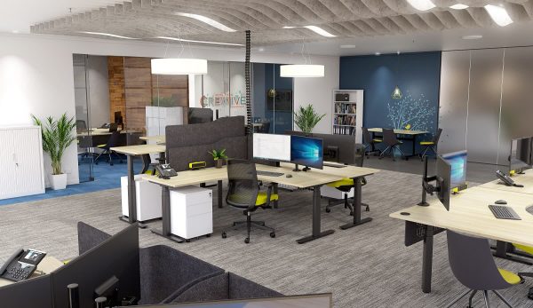 AGILE+ Triple Motors Electric Corner Workstation 90 deg - 2 Sizes