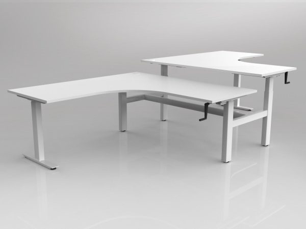 AGILE Manual Height Adjustable Double Corner Workstation 1800 - BLACK