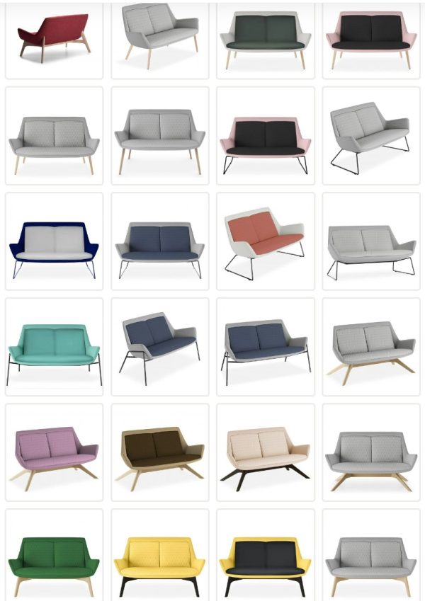 Aquila Two Seat Low Back Lounge - 8 Base Options