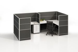 Charcoal Desk Partition with White Frame - 1500H