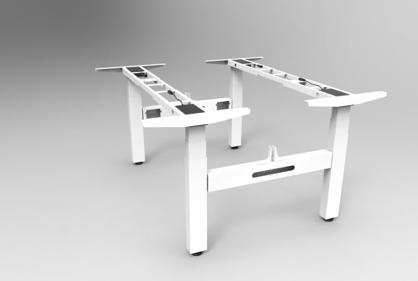 Argo Plus Electric Double Desk H Frame - WHITE Round Legs Argo Plus Electric Double Desk H Frame - WHITE Round Legs