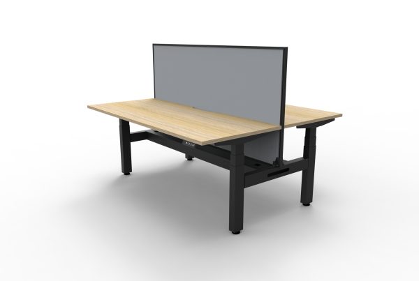 BOOST+ Double Electric Desk With Screen And Cable Tray - 3 Sizes BOOST+ Double Electric Desk With Screen And Cable Tray - 3 Sizes