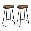 Small Elm Dark Wood Bar Stool x2
