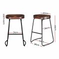 Small Elm Dark Wood Bar Stool x2