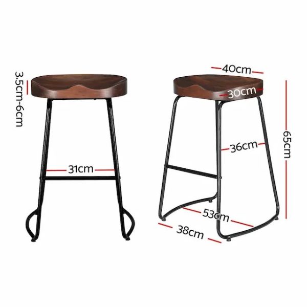 Small Elm Dark Wood Bar Stool x2 Small Elm Dark Wood Bar Stool x2