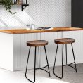 Small Elm Dark Wood Bar Stool x2