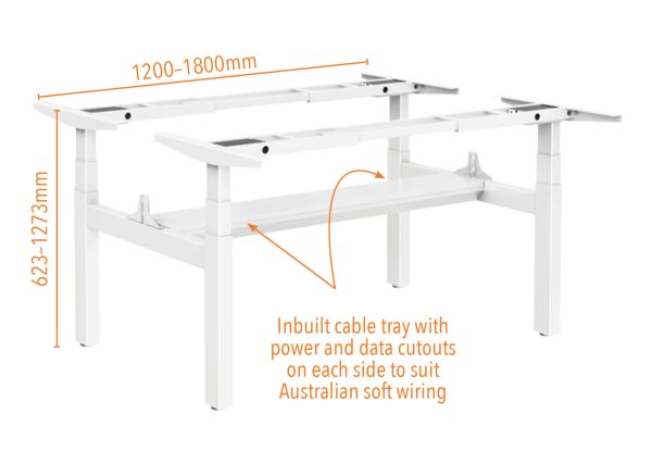 Argo Plus Double Desk Electric Frame Only - H Frame Argo Plus Double Desk Electric Frame Only - H Frame