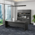 Bow Front Office Desk 2100 - Blackened Linewood