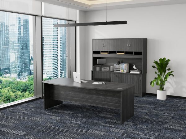 Bow Front Office Desk 2100 - Blackened Linewood Bow Front Office Desk 2100 - Blackened Linewood