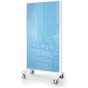 Mobile Room Divider Communication Screen - White Glass