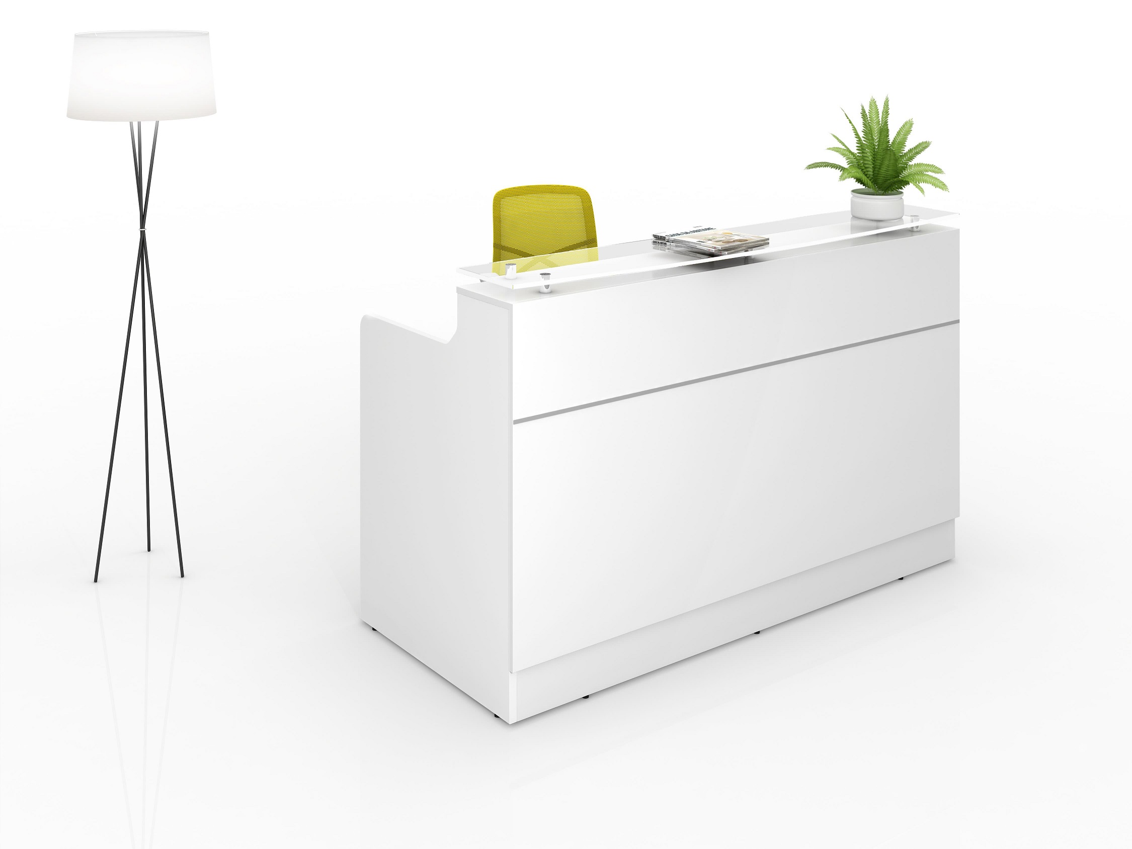 Jade Reception Counter All White 1800