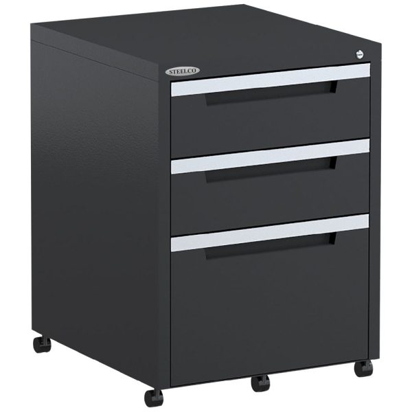 Steelco Classic Metal Mobile Pedestal 3 Drawers - 3 Colours