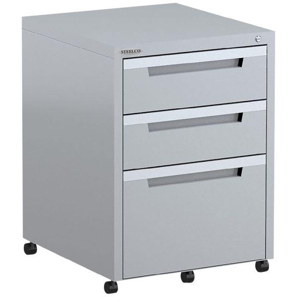 Steelco Classic Metal Mobile Pedestal 3 Drawers - 3 Colours