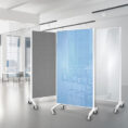 Mobile Room Divider Communication Screen - White Glass