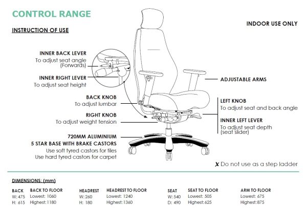 Control Multi Shift Chair - 2 Options Control Multi Shift Chair - 2 Options
