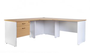 Corner Workstation and Drawers Combo - Natural Oak