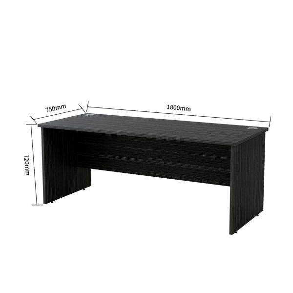 Open Slab End Desk 1800 x 750 - Blackened Linewood