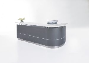 Executive J-Shaped Reception Counter - Metallic Grey LHS or RHS