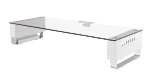 Glass Monitor Riser With USB Multimedia port