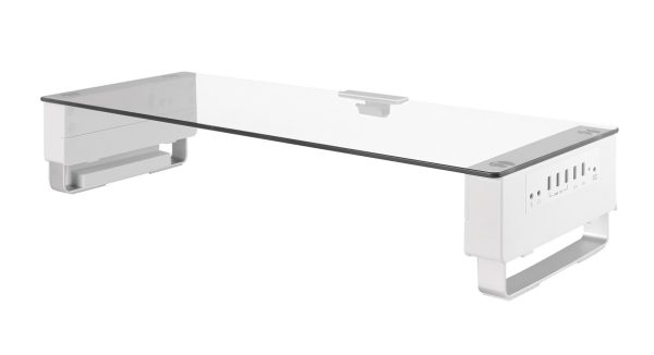 Glass Monitor Riser With USB Multimedia port Glass Monitor Riser With USB Multimedia port