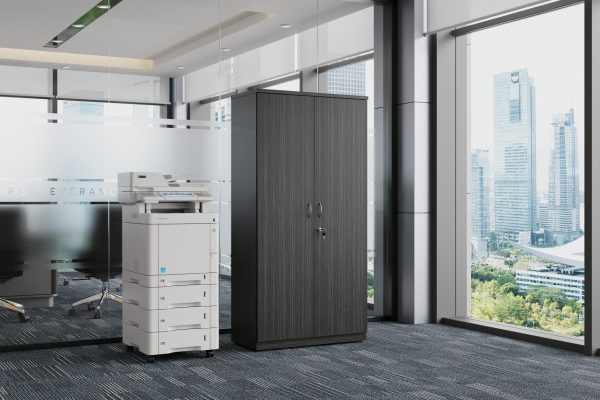 Full Door Storage Cupboard 1800H - Blackened Linewood