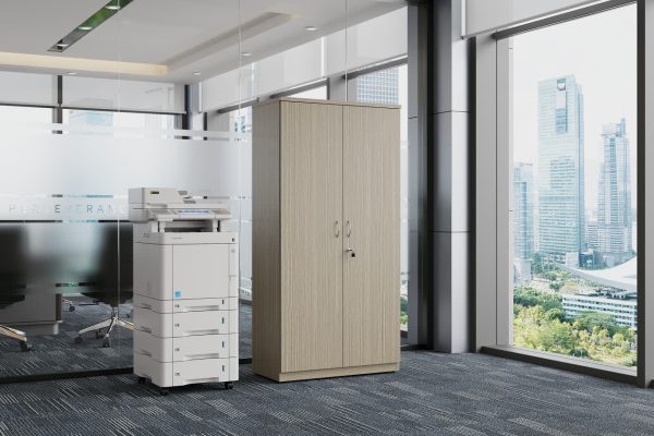 Full Door Storage Cupboard - Tawny Linewood 1800H