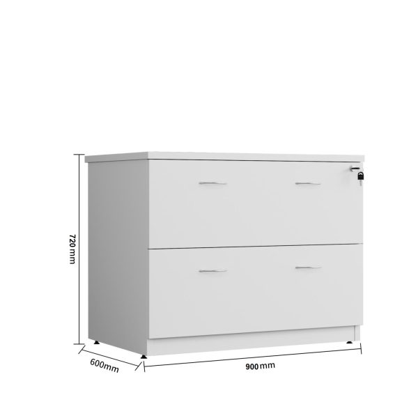 2 Drawers Lateral Filing Cabinet - 4 Colours